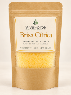 VivaForte Brisa Cítrica aromatic bath salts in a kraft window pouch